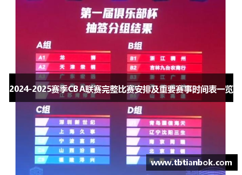 2024-2025赛季CBA联赛完整比赛安排及重要赛事时间表一览